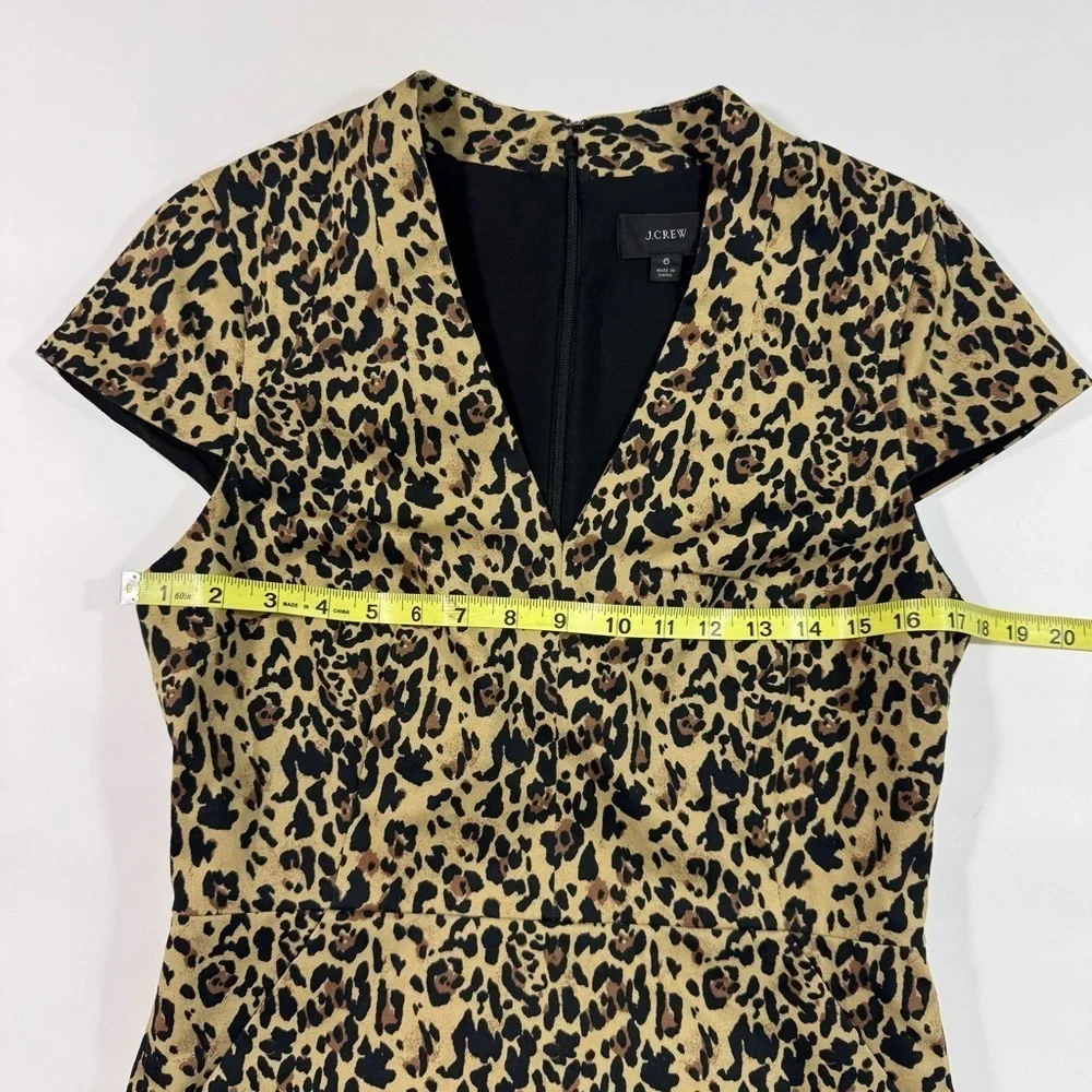 J Crew V Neck Sheath Dress Leopard Print AK630